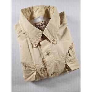 Woolrich Vintage Utility Fishing Vented Men's XL Large Long Sleeve Yellow Shirt